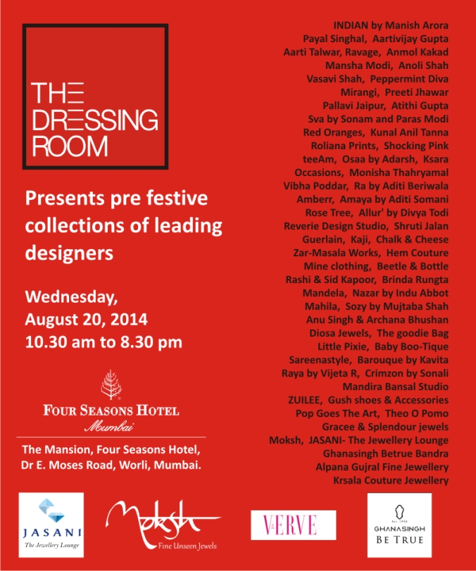 E Invite - THE DRESSING ROOM - FOUR SEASONS on 20th Aug, 2014